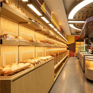 LUX Customized Retail Bakery Store Display <b>Rack</b> Wooden Frame Furniture for Bread Cake Shop for Shop for Showcase 3D Design - Product Image 2