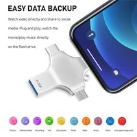 Clé USB Métallique 4-en-1 en Gros 1 To Multi-Interface OTG/USB pour Smartphone, Tablette et Ordinateur