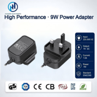 Adaptateur secteur premium 9V 1A 9W AC/DC pour appareils de sécurité, scanner, terminal de point de vente, certifié CE UKCA