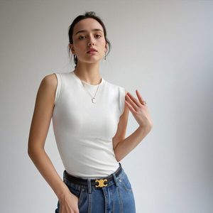 Camiseta sin mangas con cuello redondo para <span class=keywords><strong>mujer</strong></span>, top ajustado de estilo chaleco con un toque de alta gama, sexy y adecuado para usar como prenda exterior. - Product Image 2