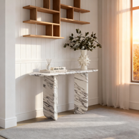 Mobilier d'intérieur moderne Calacatta Viola Table console d'entrée en marbre naturel pour entrée, salon, maison, villa, décoration