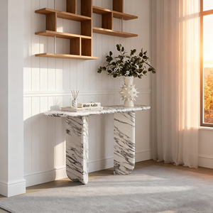 Furnitur Interior Modern Calacatta Viola meja konsol pintu masuk marmer alami untuk pintu masuk ruang tamu dekorasi vila rumah - Product Image 6