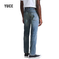 Pantalones Vaqueros de Mezclilla Azul Claro, Estilo Vintage, Corte Recto y Holgado, Personalizados por el Fabricante YUCE, para Hombre