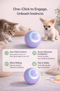 One Click Smart Rolling <strong>Dog</strong> Ball Interactive Tap to Wake Obstacle Avoidance Silicone Pet <strong>Toy</strong> for Cats and <strong>Dogs</strong> - Product Image 6