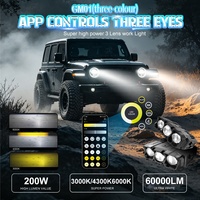 Xenplus GM01 60000LM 200W Luz LED para Parrilla con Control por APP, Foco de Triple Color, Lámpara de Conducción Todoterreno Impermeable IP68 para SUV