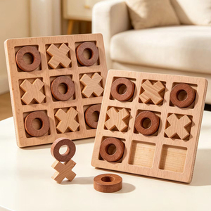 Jeu de société Tic Tac Toe en bois fait main, ensemble solide <span class=keywords><strong>pour</strong></span> deux joueurs, idéal <span class=keywords><strong>pour</strong></span> les fêtes, les activités de plein air, les adultes et les enfants, jeu éducatif amusant - Product Image 1