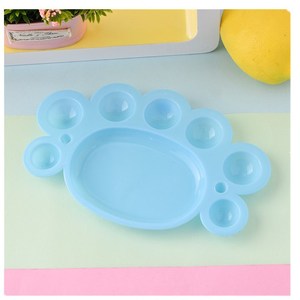 Paleta de pintura redonda de plástico acrílico transparente para niños al por mayor, paleta de pies pequeños Bo Hao de 16,2X10,2 cm para artistas - Product Image 4