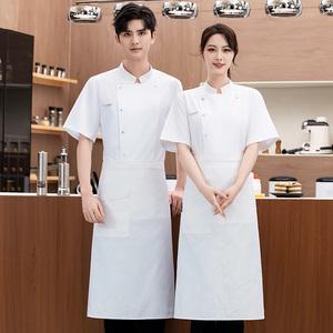 Date solide hommes Chef veste à manches courtes Chef manteau Restaurant boulangerie restauration travail porter manteau femmes cuisine cuisiner vêtements - Product Image 3