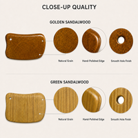 Outil Gua Sha en bois personnalisé vert et bois de santal doré pour massage du visage et du corps, planche de raclage, logo OEM, vente en gros, masseur de beauté pour spa