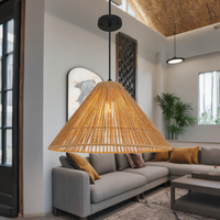 Lampe suspendue moderne en corde de papier et rotin, pour hôtel, intérieur, hauteur réglable, personnalisable, 2700K blanc chaud, douille E27 non incluse
