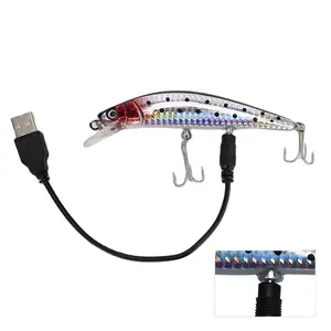 USB sạc điện Minnow thu hút wobbler co giật câu cá mồi nhấp nháy ánh sáng câu cá thu hút