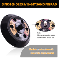 Support de ponçage VIBRATITE 3 pouces à 6 trous avec fixation auto-agrippante, plaque de support abrasive sous vide pour le polissage du métal et du bois