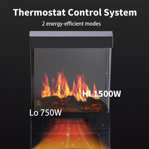 750w 1500w 3D 불꽃 Led 장식 전체 유리 실내 와이어 난방 독립형 전기 스토브 공간 벽난로 화재 장소 히터