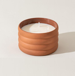 Pot à bougie en terre cuite fait à la main, rustique, décoratif, matériau naturel écologique, durable, résistant à la chaleur, parfait pour la maison - Product Image 5