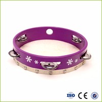 Wholesale Cheap Musical Instrument Kids 4 6 8 10 Inch Wooden Wedding Tambourine Hand Drum Custom logo