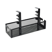 Support de rangement rectangulaire moderne en métal et acier au carbone avec finition laquée, à un seul niveau, en plastique PP, pour gestion des câbles sous le bureau