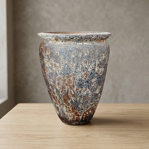 Pot à fleurs en argile émaillée violette rustique avec motif circulaire sculpté à la main, capacité de 1000 ml, pour utilisation en extérieur dans le jardin - Product Image 3