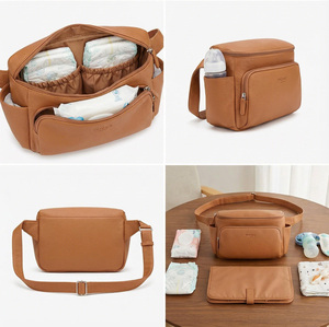 <span class=keywords><strong>Sac</strong></span> banane de maternité en cuir végétalien de qualité supérieure, fabriqué en usine OEM, avec matelas <span class=keywords><strong>à</strong></span> <span class=keywords><strong>langer</strong></span> <span class=keywords><strong>compact</strong></span> et rangement pour lingettes pour bébé - Product Image 2