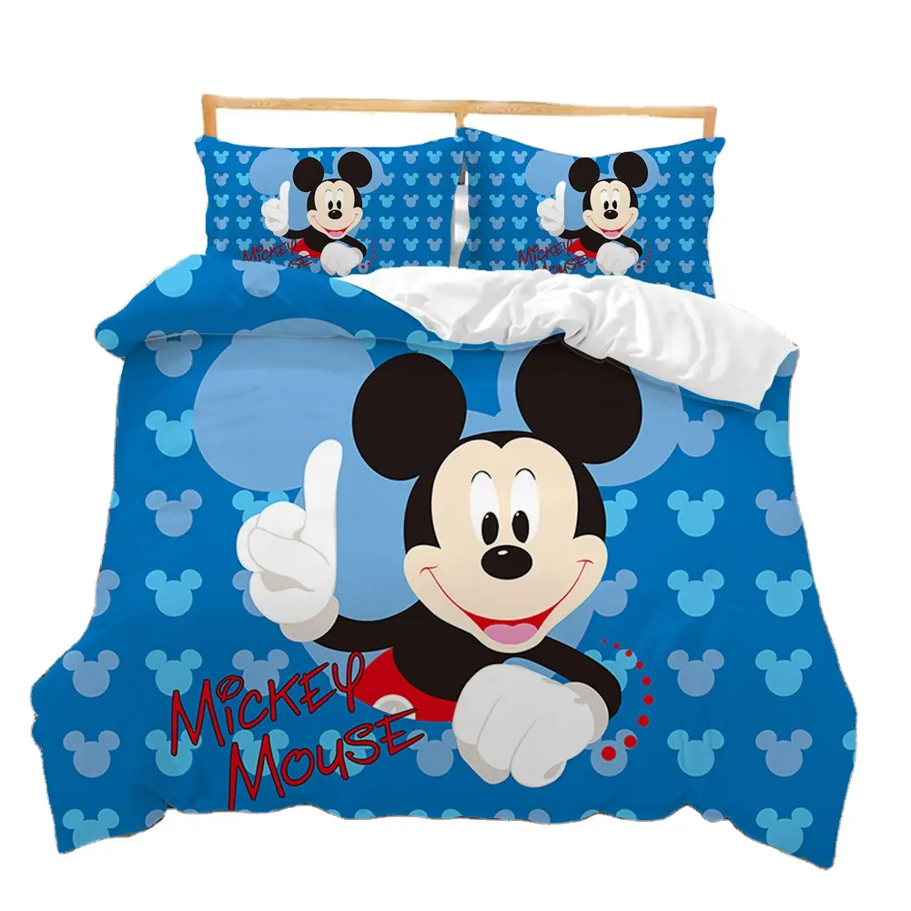 Wholesale Factory Price 3D Cartoon Style Mickey Mouse Minnie Printed 3 Pieces Bedding Set