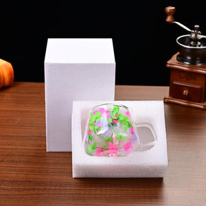 Nuevo vaso de vidrio de doble capa popular con flores reales, de alta estética, taza de café de recuerdo, taza de borosilicato de alta calidad - Product Image 6