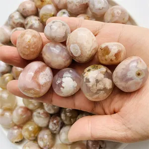 Wholesale Bulk Healing Stones Pink And Green Flower Agate Tumbled Stone For Decoration Gifts