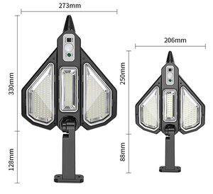 Tri-Sided 270 °   Lampe murale solaire LED, lampe solaire extérieure avec capteur de mouvement PIR, panneau solaire détachable, étanche IP65, sécurité - Product Image 2