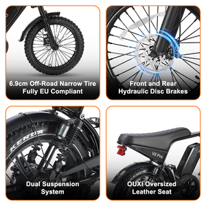 <span class=keywords><strong>Bicicleta</strong></span> Eléctrica <span class=keywords><strong>de</strong></span> Montaña OUXI Europea, Modelo Italiano, <span class=keywords><strong>con</strong></span> Llantas Gruesas <span class=keywords><strong>de</strong></span> 20 Pulgadas, V8 Pro Max-T, Motor <span class=keywords><strong>de</strong></span> 250W, 48v 30AH, <span class=keywords><strong>Bicicleta</strong></span> Eléctrica <span class=keywords><strong>de</strong></span> Carretera - Product Image 2