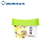 Tasse à crème glacée carrée 4oz, récipient en plastique jetable avec couvercle et cuillère, pour pudding et gelée, 1 pièce