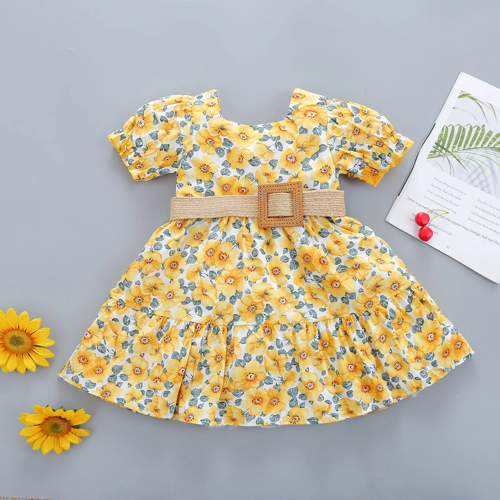 Floral Princess Baby Girl Dress V Neck Summer Cotton Sleeveless Child Casual Dress for Elegant Children Dress 2022 New