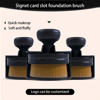 Pinceau professionnel portable haute densité pour poudre visage avec manche en plastique et poils synthétiques pour l'application de correcteur et de fond de teint