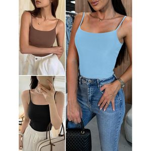FOXA Women's <b>Square</b> Neck Cami Top <b>Adjustable</b> Spaghetti Strap Double Lined Breathable Summer Basic Tank Top - Product Image 5