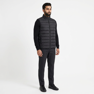 Veste matelassée légère à col montant en toile avec logo personnalisé, veste réversible pour homme, style streetwear - Product Image 1