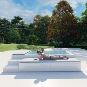 Petite <span class=keywords><strong>piscine</strong></span> extérieure <span class=keywords><strong>piscine</strong></span> de natation spa à débordement infini <span class=keywords><strong>piscine</strong></span> hors sol en fibre de verre avec transat - Product Image 5
