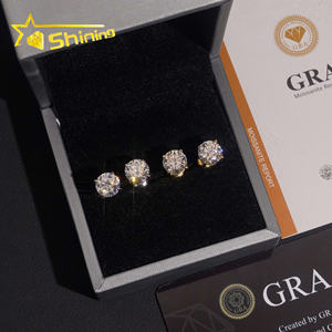 Almacén de EE. UU., envío rápido, clásico, plata 925, 7,5mm, pendientes redondos de moissanita, probador de diamantes, pendientes de rosca para mujer - Product Image 6