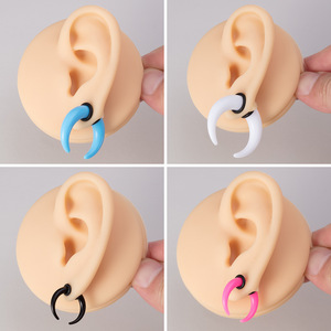 Kit <span class=keywords><strong>d</strong></span>'élargissement <span class=keywords><strong>d</strong></span>'oreilles en acrylique effet corne de buffle, dilatateurs en forme de croissant de lune, bijoux de piercing corporel pour oreilles et nez - Product Image 2