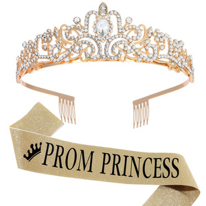 Fascia per Capelli con Corona Reale Trendy con Strass, Corona Dorata da Principe, Tiara da Re, Fascia da Ballo, Copricapo da Uomo, Corona per Feste - Product Image 3