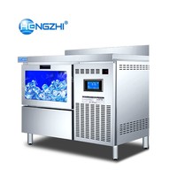 Congélateur de comptoir commercial HENGZHI 110 cm, machine à glaçons avec moteur, capacité 80-120 kg/jour, 110V/220V