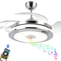 Ventilador de Techo con Aspas Invisibles y Luz, Ventilador de Techo Inteligente con Lámpara para Sala de Estar, Control por Voz Wifi Alexa