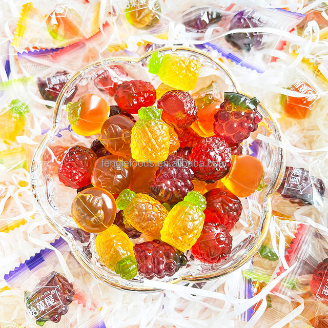 Exotic Fruit Juice Gummies 100g Real Pineapple Strawberry Apple Grape Jelly Candy Boxed in Fruity Flavors Wholesale