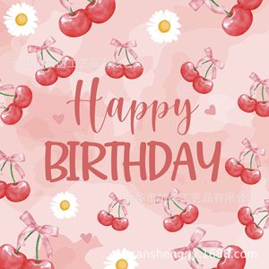 Ensemble de fête d'<span class=keywords><strong>anniversaire</strong></span> sur le thème des cerises Spot for Explosions, plateau en plastique <span class=keywords><strong>jetable</strong></span>, gobelet, <span class=keywords><strong>serviette</strong></span>, nappe, fournitures, 9 pièces, <span class=keywords><strong>joyeux</strong></span> <span class=keywords><strong>anniversaire</strong></span> - Product Image 5
