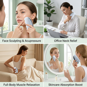 Outil de massage Gua Sha en métal Terahertz avec poignée ergonomique et bord festonné pour traitement facial <span class=keywords><strong>anti</strong></span>-âge et relaxation musculaire - Product Image 4