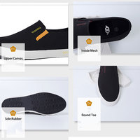 Offre Spéciale en caoutchouc à la mode hommes baskets décontracté chaussures noires hommes sans lacet toile Sneaker