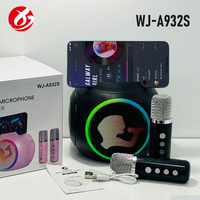 Speaker Karaoke Bluetooth Genggam Grosir dengan Dua Mikrofon, Lampu LED Terintegrasi, Daya Tahan Baterai Lama untuk Anak-Anak