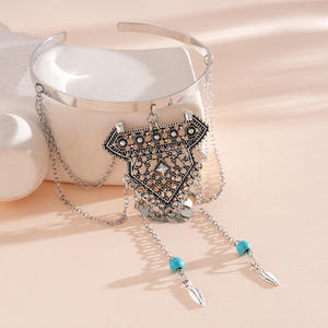 J Brazalete Abierto Geométrico Europeo de Aleación de Zinc Estilo Punk con Bisel, Unisex, con Triángulos, Rombos, Flechas y Borlas, de Alta Gama y Tendencia para Fiestas - Product Image 4