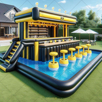 Bar flottant gonflable commercial pour piscine, grande plateforme de fête, en PVC, protection UV, étanche, ignifuge