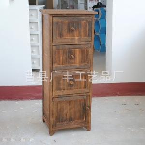 Armoire de rangement en bois, quatre tiroirs, commode brune pour usage domestique - Product Image 1