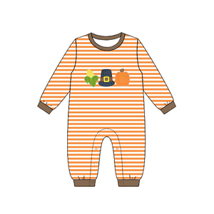Conjuntos de Otoño Personalizados con Rayas de Calabaza para Niños Pequeños, Romper al por Mayor, Ropa de Alta Calidad para Hermanos, Fábrica de Ropa para Niños Pequeños - Product Image 4