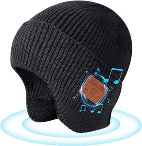 Casque sans fil <span class=keywords><strong>Bluetooth</strong></span> 5.0, <span class=keywords><strong>bonnet</strong></span> en velours tricoté d'hiver, casque <span class=keywords><strong>avec</strong></span> microphone, haut-parleur, musique mains libres, MP3, <span class=keywords><strong>bonnet</strong></span> intelligent chaud magique - Product Image 1
