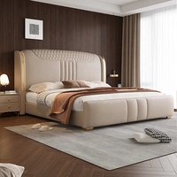 Ensemble Mobilier Moderne de Luxe Italien pour Suite Parentale avec Lit Double en Cuir