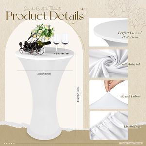 Tovaglia Elasticizzata in Spandex per Tavolo <span class=keywords><strong>da</strong></span> Cocktail, Copritavolo Rotondo Elasticizzato per Bar e Matrimoni - Product Image 3